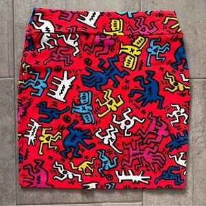 Forever 21 x Keith Haring Red Mini Skirt Size L